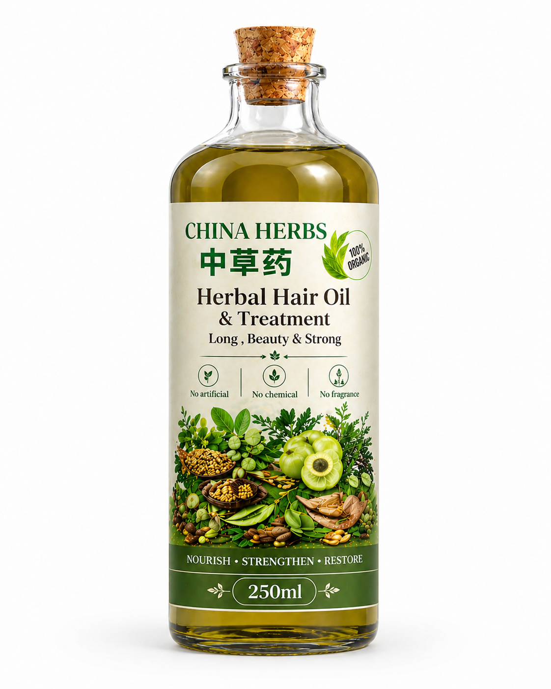 Chinese herbal hair treatment oil , No chemical | No fragrance  | 中草本護髮油 , 不含化學成分 | 無香料